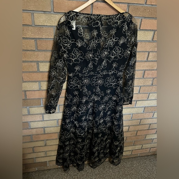 NWT Lela Rose Embroidered Floral Lace Long-Sleeve Illusion Maxi Dress Size 8 - Picture 6 of 9